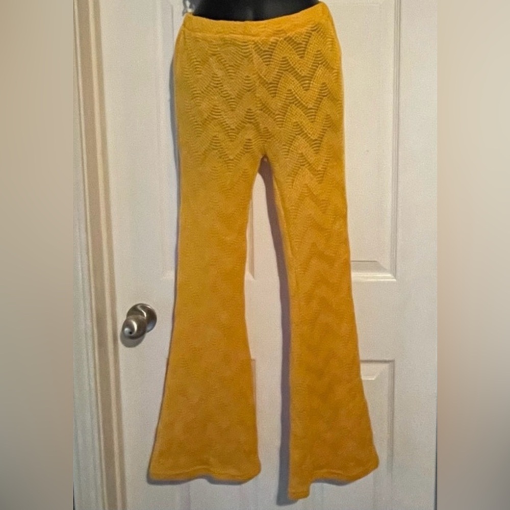 Yellow Chevron Knit Pants